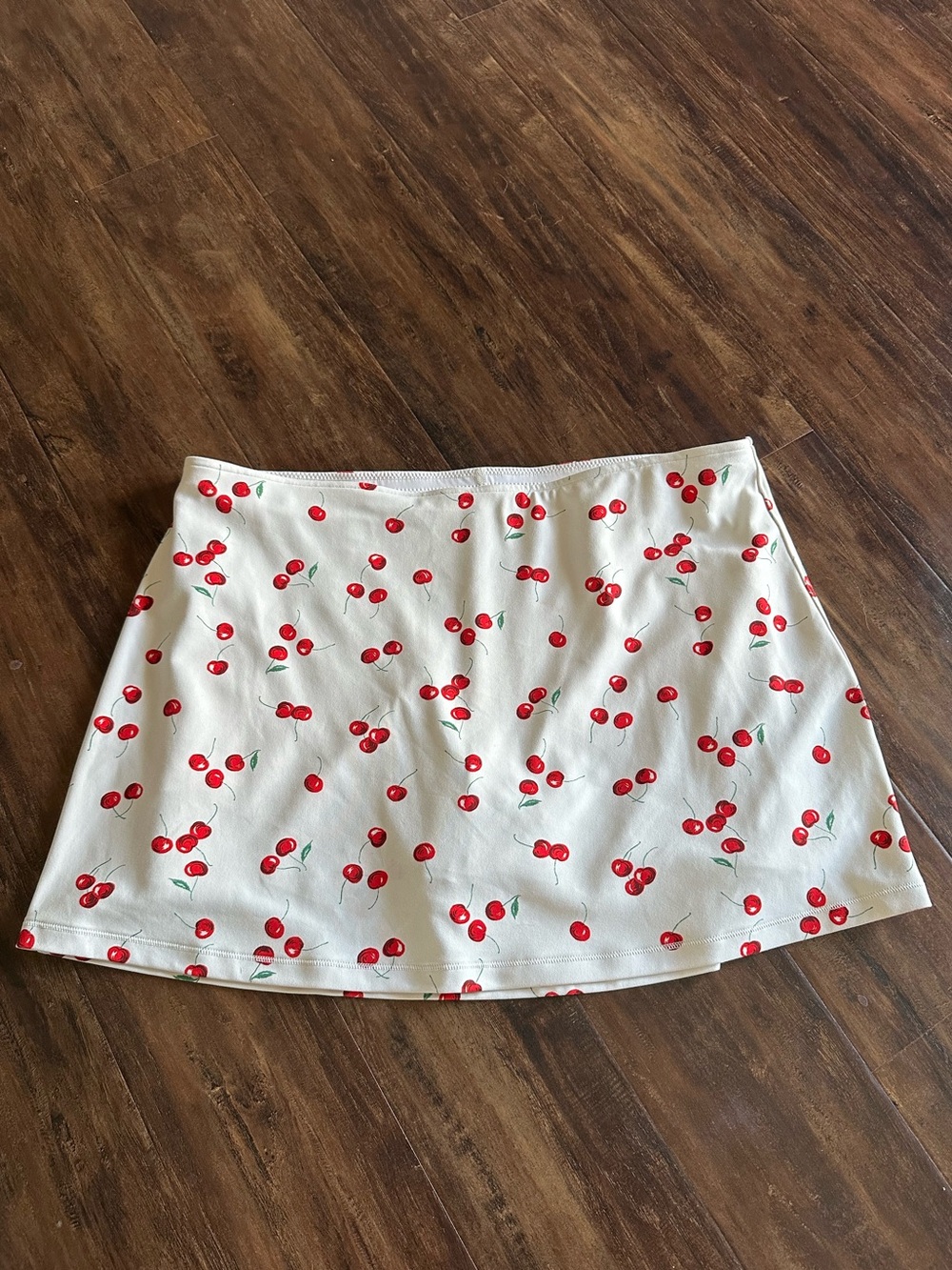 A&F White Cherry Print A-Line Skirt